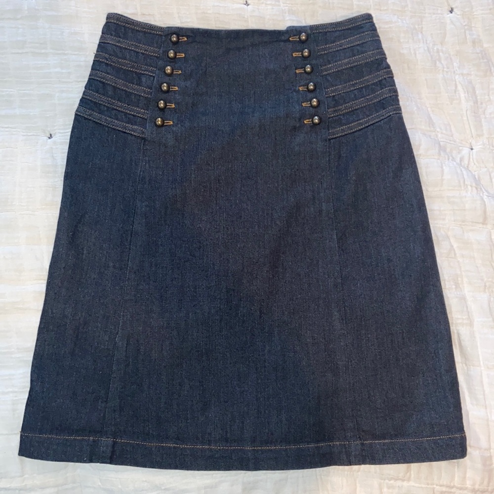 Etcetera Denim Skirt w/ Front Button Panel Detail